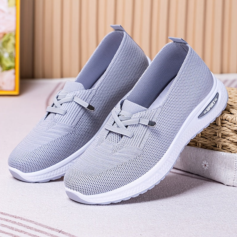 Blue slip-on sneakers for women, breathable with soft PVC sole, lightweight and stylish for casual wear.