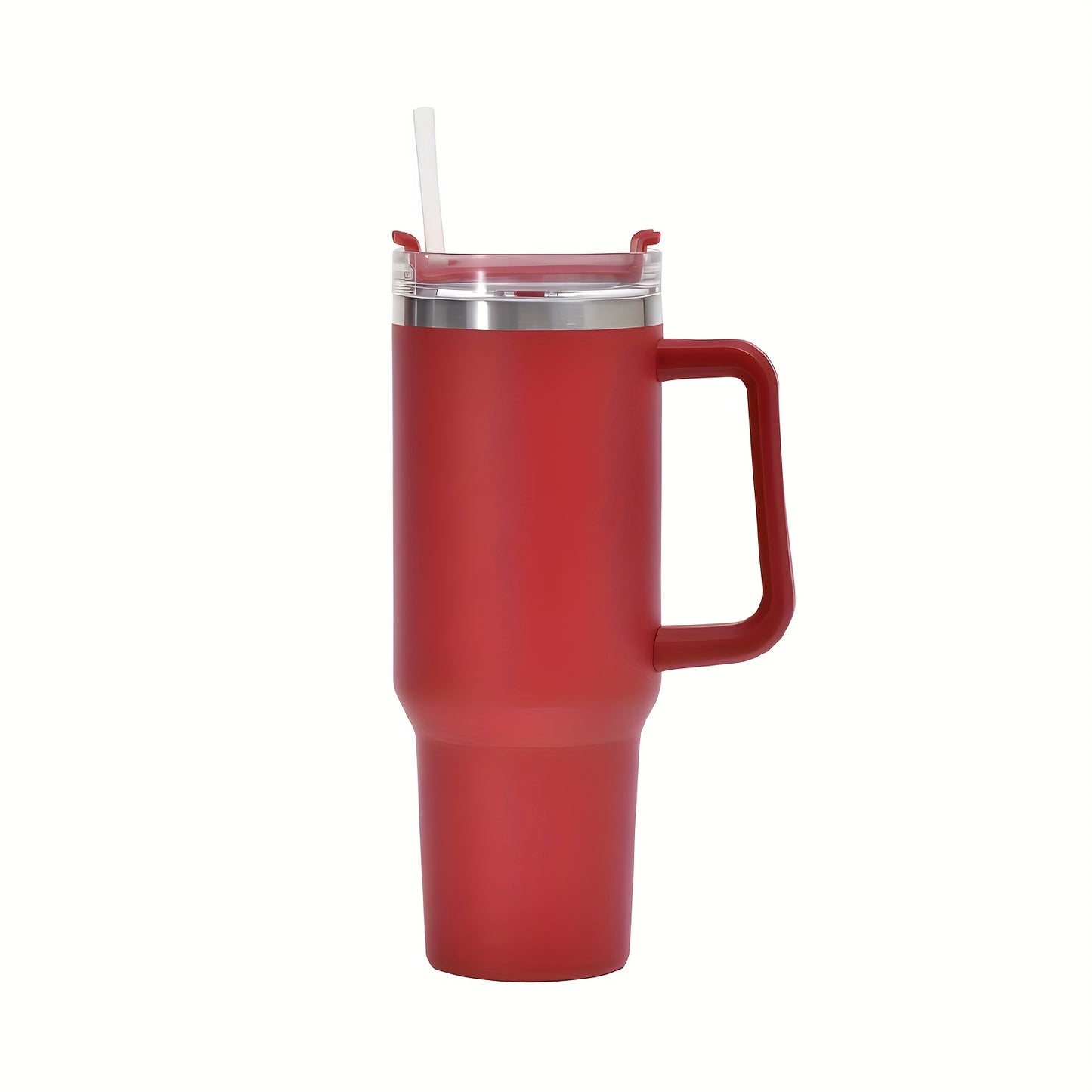 Reusable 40oz stainless steel tumbler with straw, double wall insulation, and handle. Great gift for teachers.