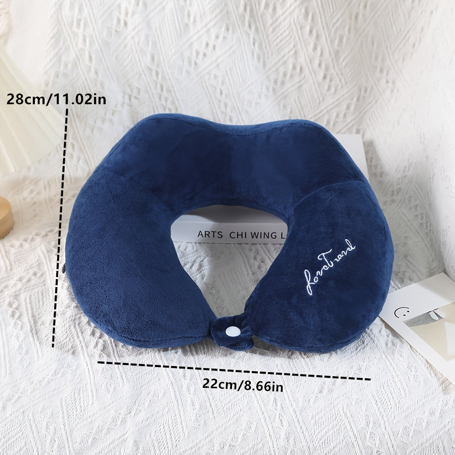 Soft and portable travel pillow in U shape, perfect for neck support on planes, trains, and cars. Ideal for a comfortable rest while traveling.