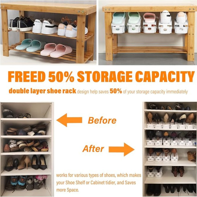 Adjustable Plastic Shoe Rack with 1/5/10/15/20 Pieces, Ideal for Home and Dormitory - Space-saving and Easy to Assemble Storage Solution for Shoes