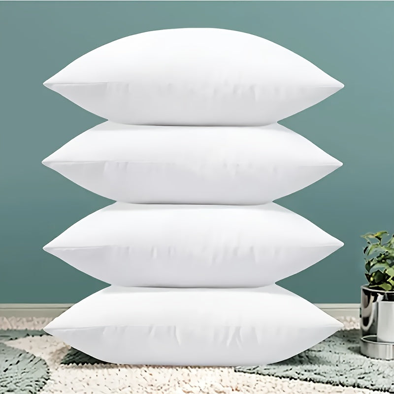 Luxury white throw pillows (4pcs) - hypoallergenic, fluffy cushions for bed & couch. Washable microfiber with zip closure, perfect for living room and bedroom decor. Great for couch.