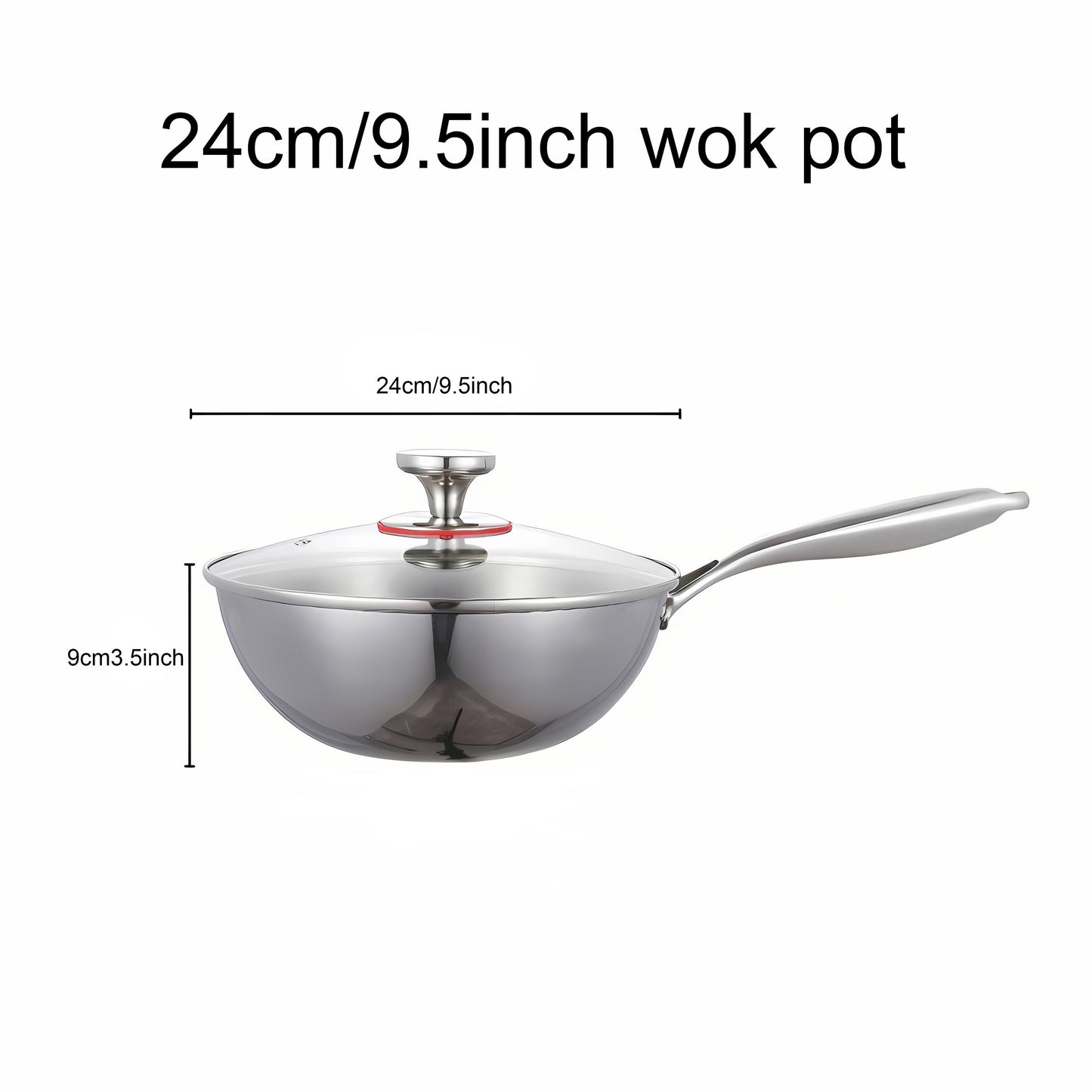 Stainless Steel Frying Pan Set in Three Sizes (24.13cm, 25.91cm, 27.94cm) - Strong and Long-Lasting Triple-Layer Construction with Heat-Resistant Handle & Shatterproof Glass Lid - Ideal for Use on Any Stovetop