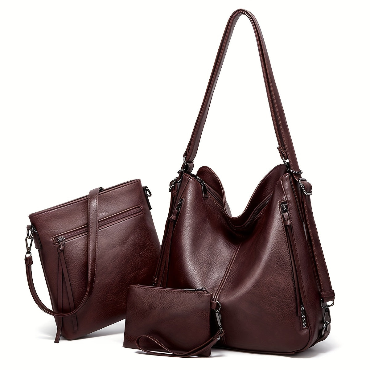 3-piece set of fashionable shoulder hobo bag, trendy crossbody bag, and casual handbag & purse for women.