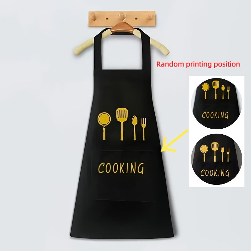 Waterproof plastic apron with convenient pockets for kitchen and restaurant use. Stain-resistant and unisex design.