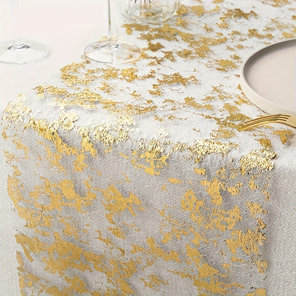 Golden Table Banner Roll, Foil Mesh Table Flag, Party/ Wedding Decorations, Tabletop Accessories