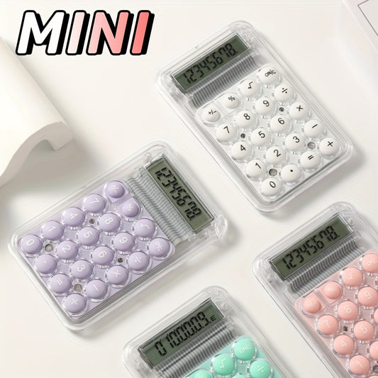 Mini cute 6-color pocket calculator with 8-digit display and portable design, perfect for students and office use.