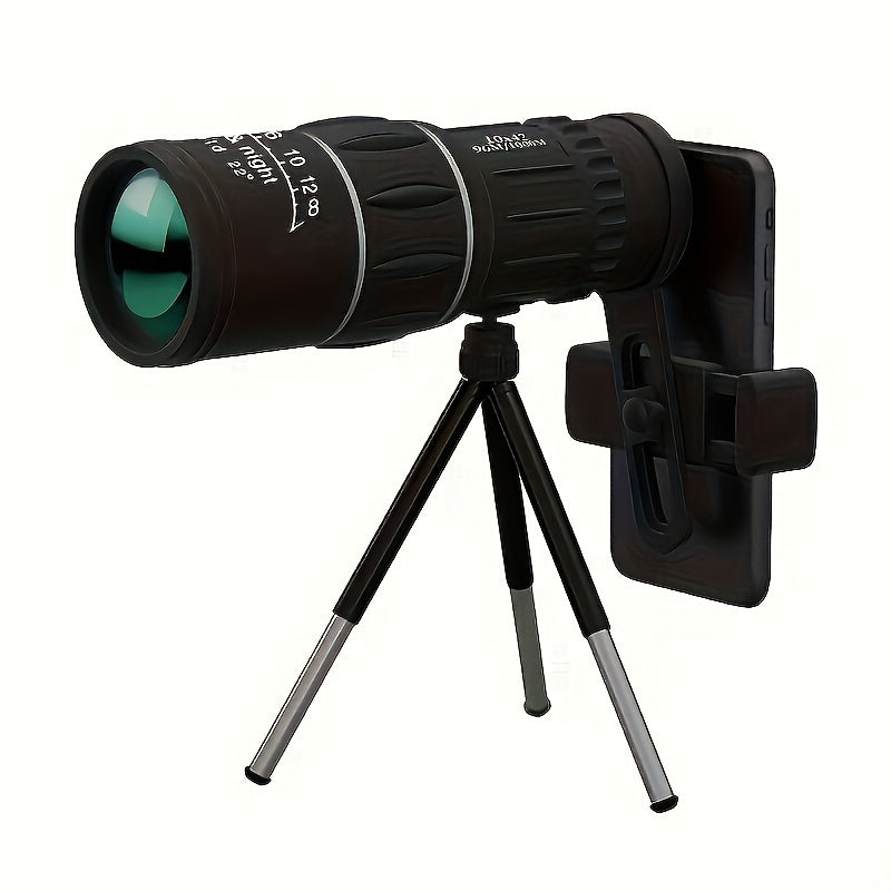 Portable monocular telescope with 10X magnification and 42mm objective lens - great for travel & camping, perfect gift for family and friends.