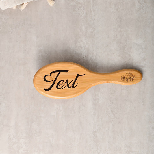 Unique gift for girls: Custom engraved wooden hair brush with personalized name, suitable for all hair types. This handcrafted wedding and party accessory makes a special gift for a bride's maid or any occasion.