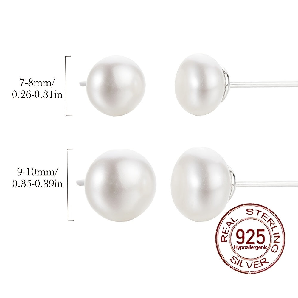 Upgrade your style with a pair of stunning French-inspired Freshwater Pearl earrings. Made with S925 Sterling Silver studs, these elegant 7-10mm pearls are perfect for everyday wear, gifting, and special occasions like Valentine's Day. Weighing only