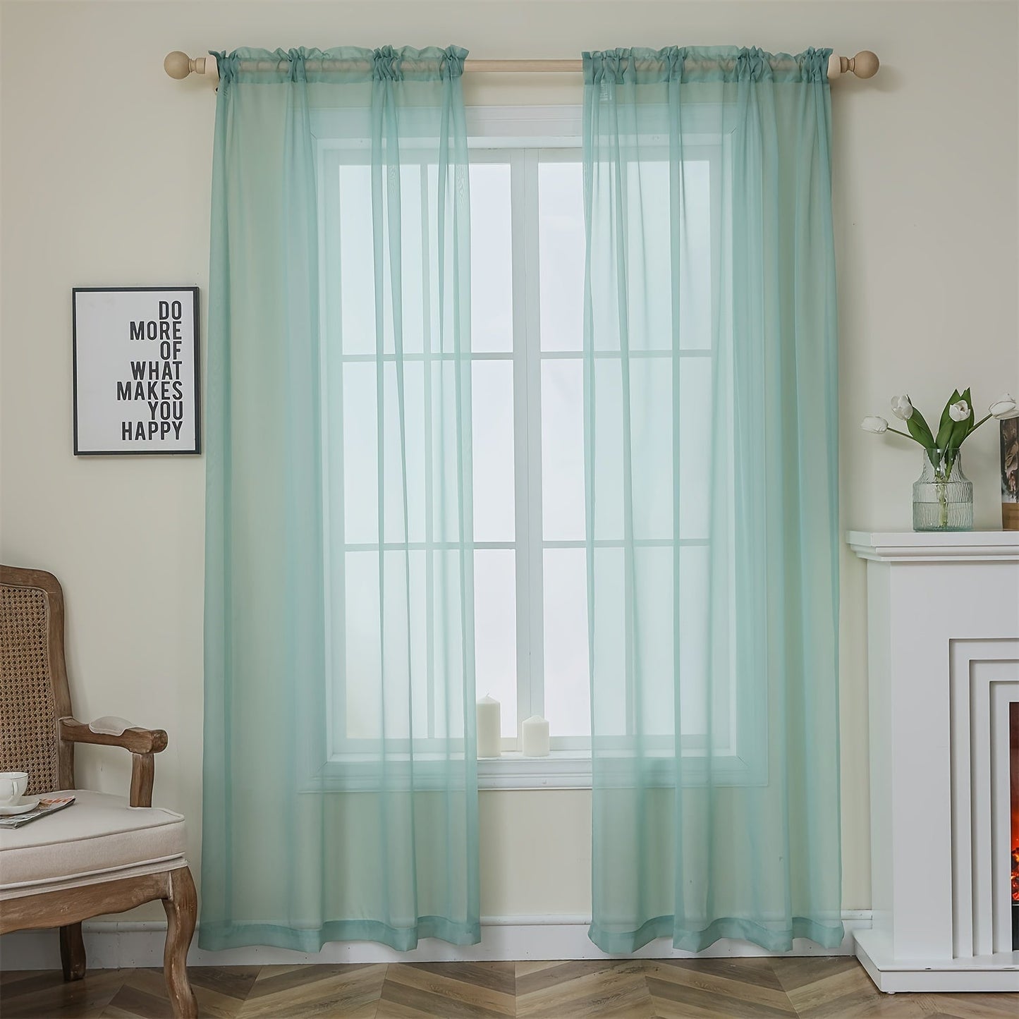 [Top Pick] Add a touch of elegance to your home with these stylish terylene gauze curtains. The two-piece set features a semi-transparent design in a plain color, perfect for creating a breathable and lightweight atmosphere in any room. Hang them with