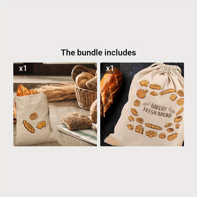 1 piece of Reusable Produce Bags, Shatterproof Reusable Bread Storage Bags, Portable Drawstring Bags made of Unbleached material, ideal for storing Bread, Toast, Baking Foods, organizing and storing in the kitchen, Great addition to Kitchen Accessories.