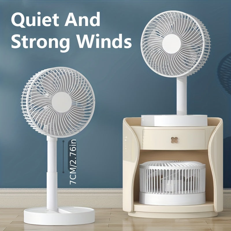 Portable Oscillating Table Fan with Whisper Quiet Operation, Touch Control, USB Rechargeable Battery, Compact and Lightweight Design for Indoor and Outdoor Use, Foldable and Travel-Friendly.