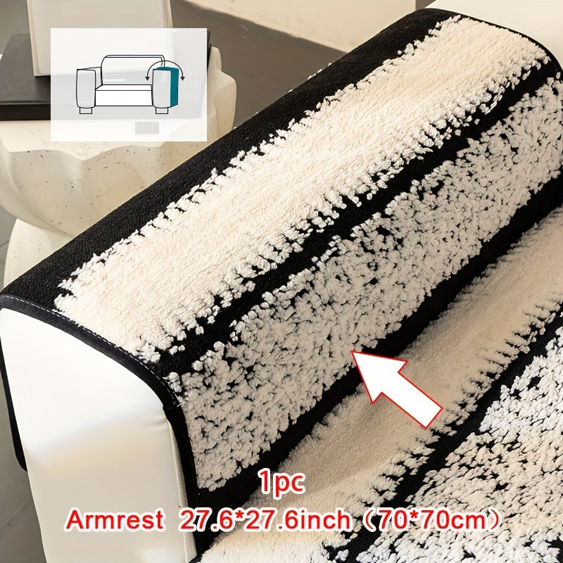 Modern plush fur sofa cover, anti-slip, breathable, pet-friendly, machine washable, fits various sofa sizes, ideal for home and office décor.