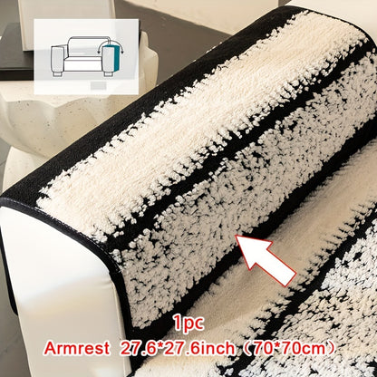 Modern plush fur sofa cover, anti-slip, breathable, pet-friendly, machine washable, fits various sofa sizes, ideal for home and office décor.