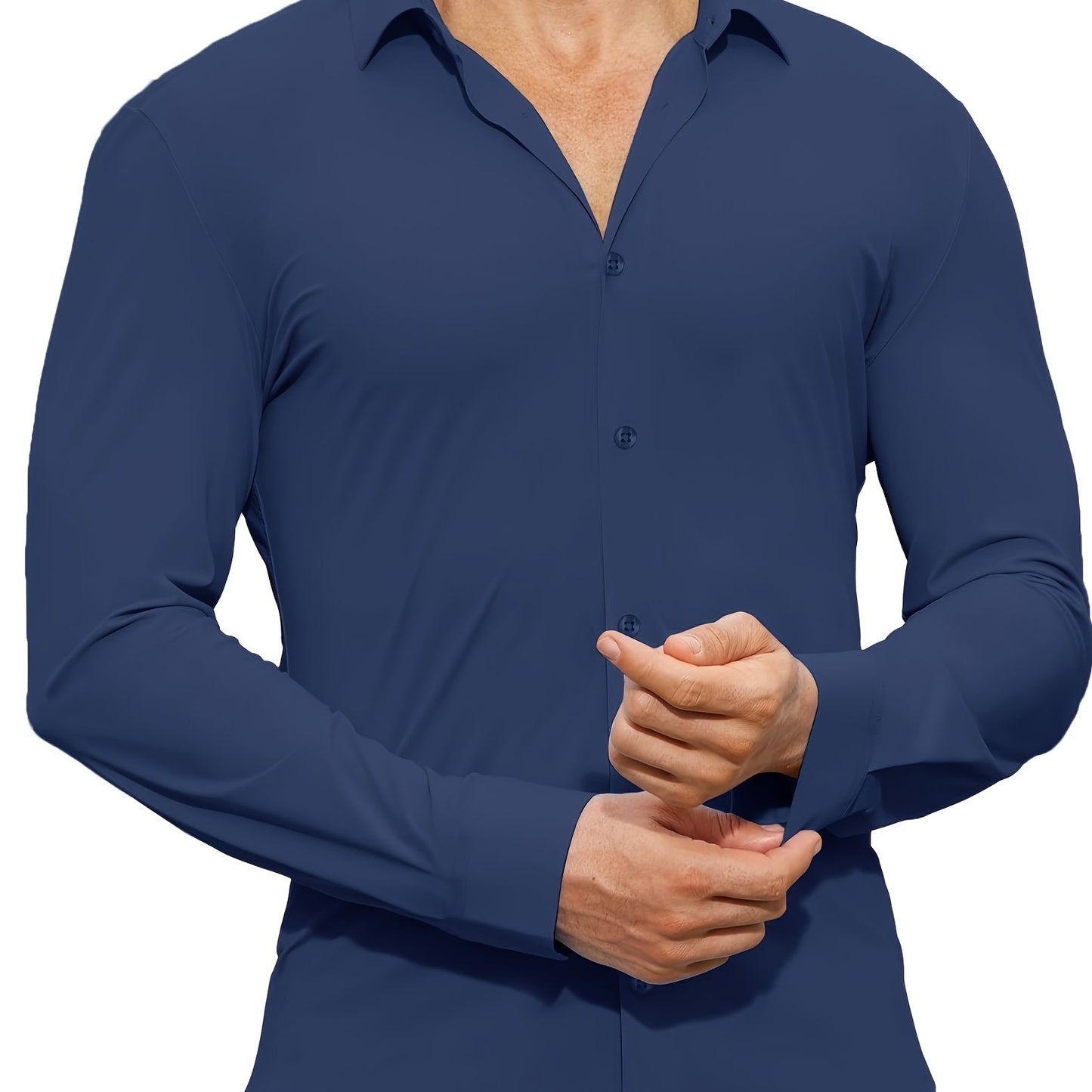 Men's Solid Color Long Sleeve Lapel Shirt, Perfect Casual Gift