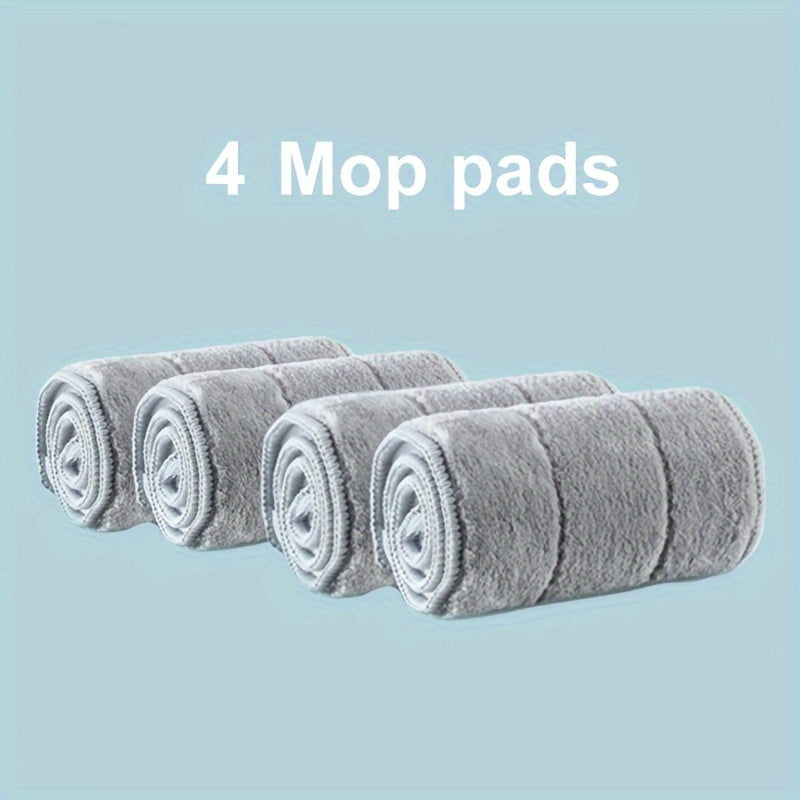 Microfiber mop pads come in a convenient 4-pack that is made of a synthetic material. These pads are reusable and washable, making them eco-friendly. They are super absorbent and wrinkle-resistant, making them perfect for home cleaning tasks.