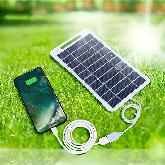 Compact 2W Solar Charger with USB for Phones & Power Banks - Ideal for Camping, Hiking, and Emergencies