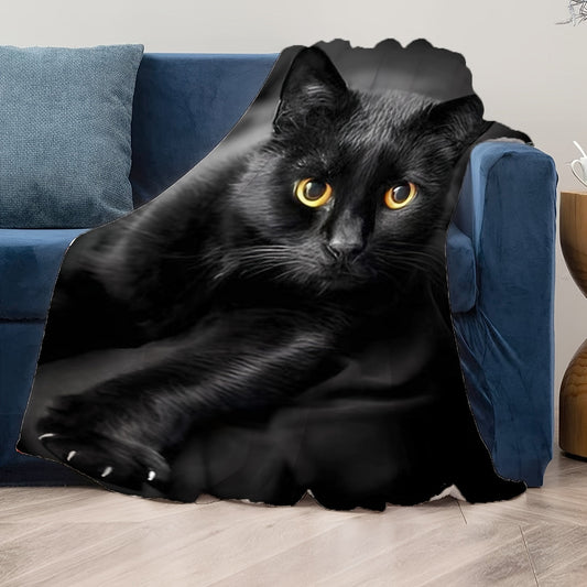 Soft, warm, and stain-resistant, this versatile all-season gift is perfect for adding a cozy touch to any space. Whether you're snuggled up on the couch, in bed, at the office, or on the go, this black cat flannel throw blanket is sure to keep you warm