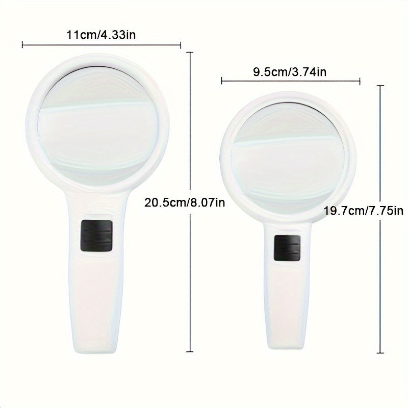 HORN Handheld Magnifying Glass with LED Light - 30X & 45X Dual Lens made of ABS Material for Jewelry, Reading, and Microscope Repair. (Battery not included)