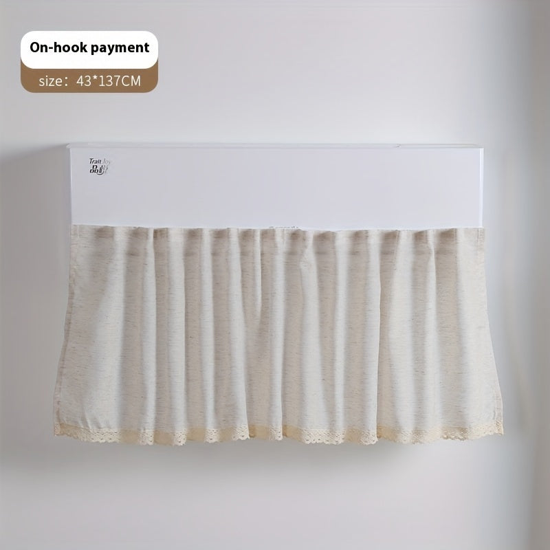 Effortless Installation, Drill-Free Vertical Air Conditioner Windshield Curtain - Beige, 51"x190cm, Insulates and Blocks Cold Airflow for Living Room and Bedroom.