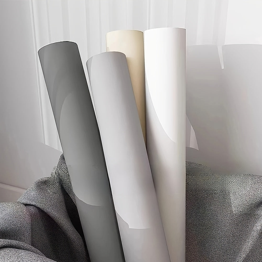 Removable vinyl wallpaper in matte black, gray, and white for walls, kitchens, countertops, and cabinets with a textured finish.