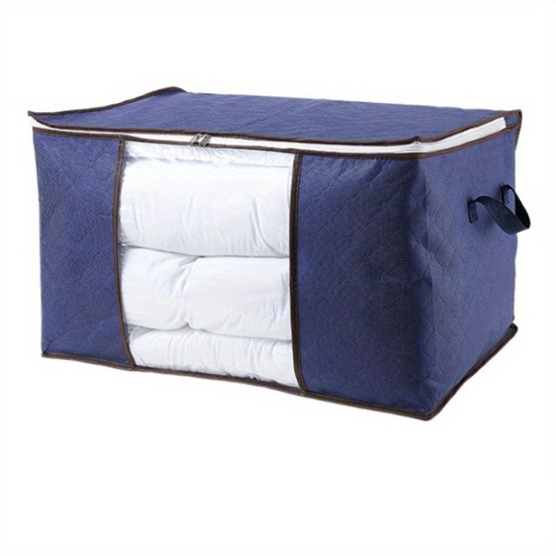 Storage bags made of foldable non-woven material - ideal for storing quilts and preventing moisture in closets. Organize blankets, bedding, and clothing with this moisture-proof closet organizer. A special feature allows for easy storage of comforters.