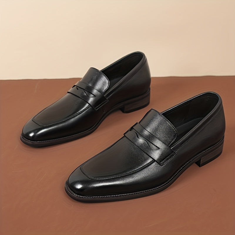 Men's classic slip-on loafers with genuine upper and lining, rubber sole, round toe - suitable for all seasons.