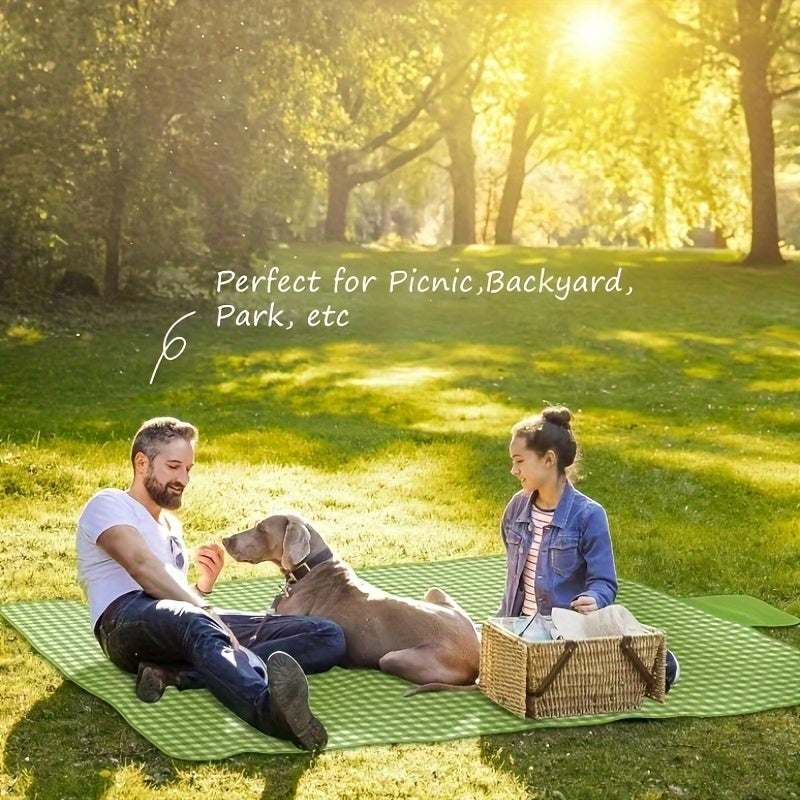 XL outdoor picnic blanket, sandproof, waterproof, checkered design, portable for men and women. Great for BBQ, park, and lawn activities. Size: 198.12cm x 149.86cm (78" x 78").