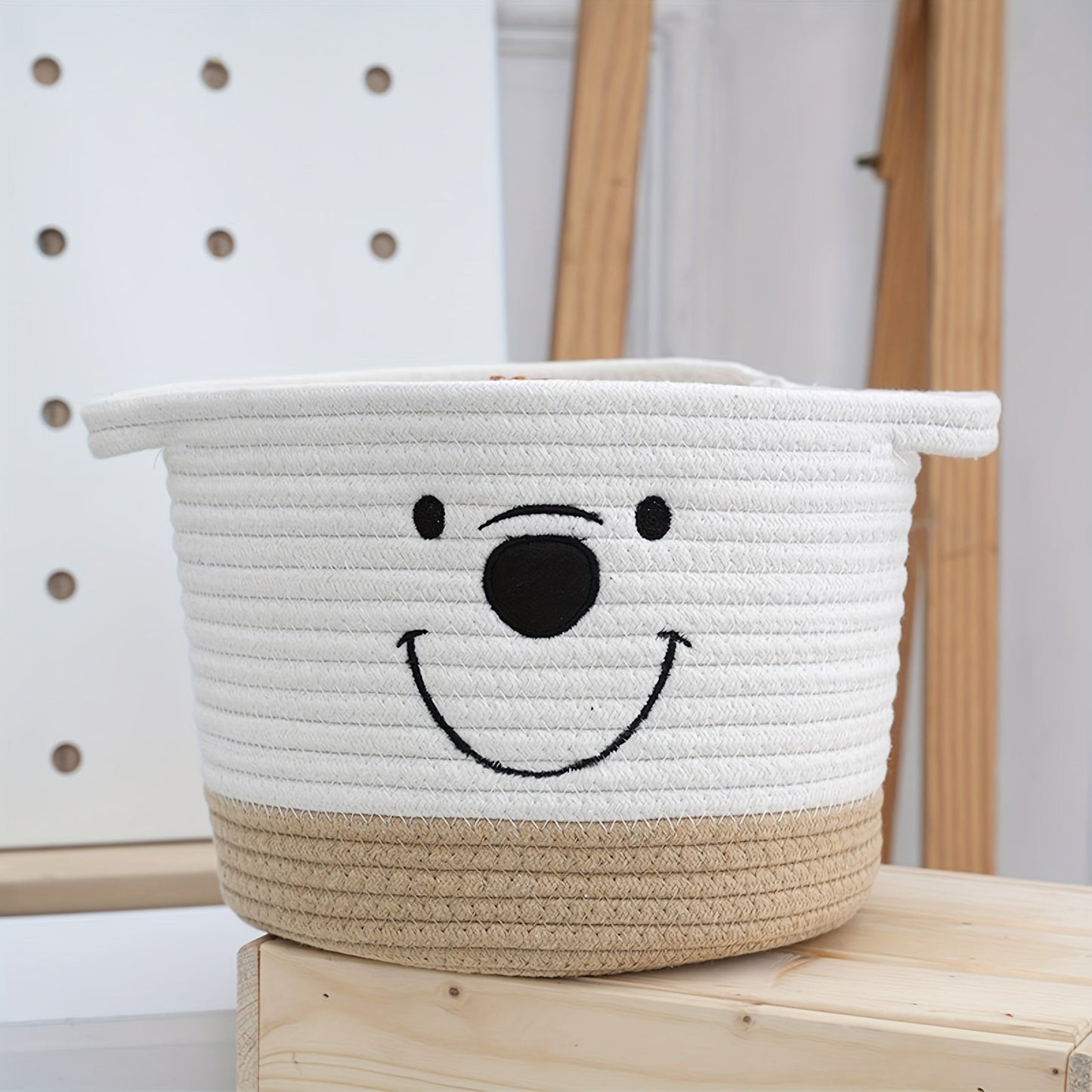 Rope Woven Storage Basket with Cartoon Design - Perfect for Toys, Desktop Storage, Laundry, and More!