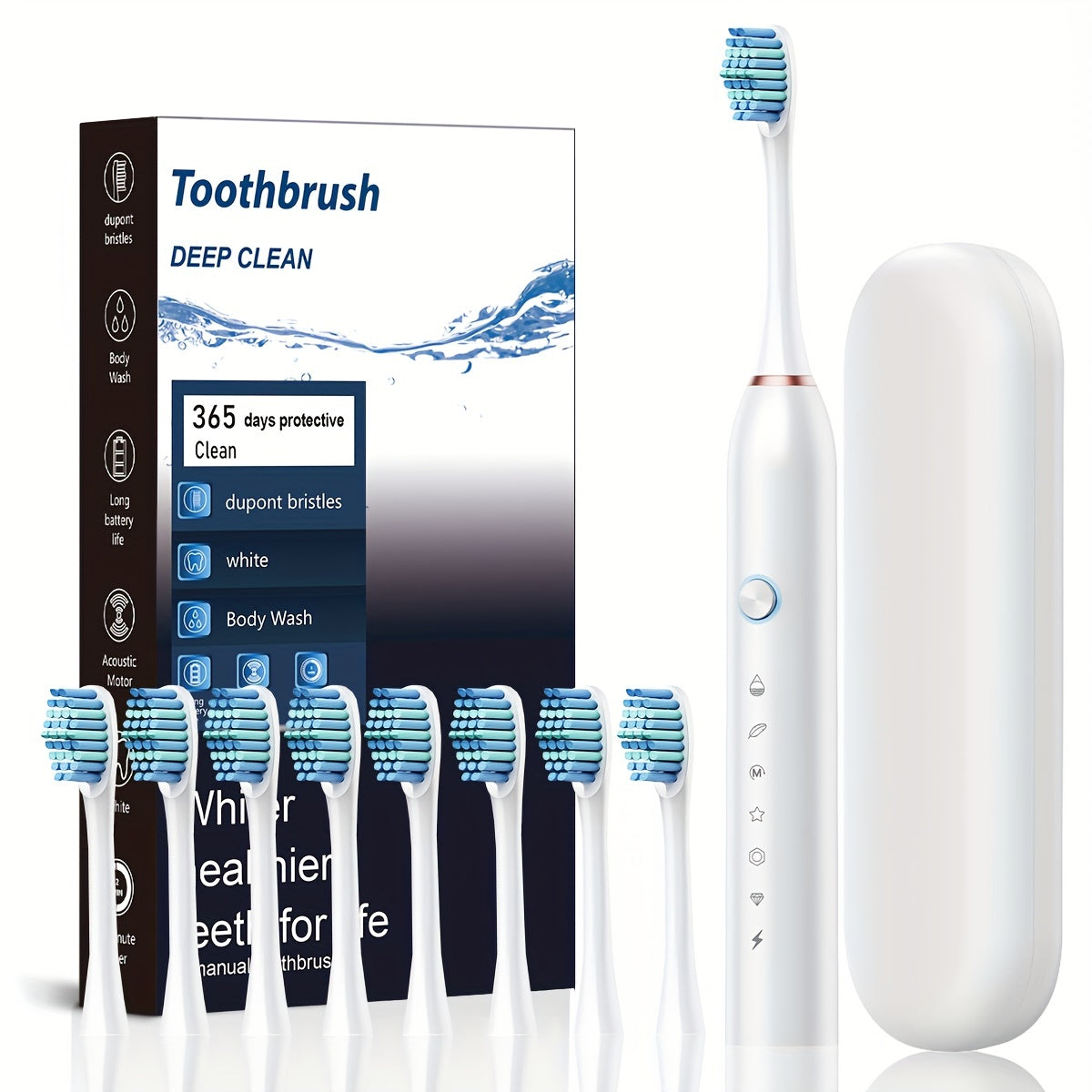 USB rechargeable electric toothbrush for adults with deep clean and soft bristles, suitable for couples, features automatic cleaning and operates at ≤36V.