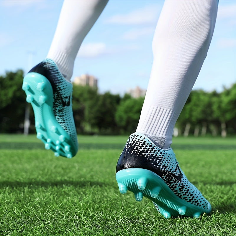 Athletic adult soccer cleats with breathable, non-slip design for all seasons.