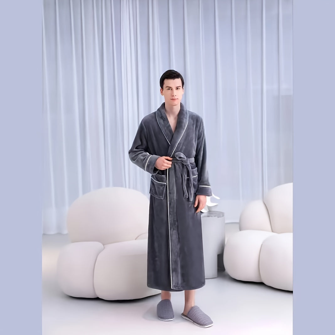 Plaid bath robe for men and women, soft and comfortable, modern style, machine washable, made of 300g/㎡ knitted fabric with polyester fiber, bath towel theme.