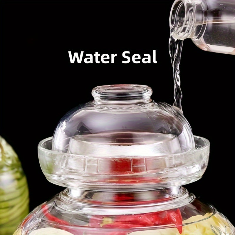 Glass fermentation jar: 2500ml/84.53oz, 6cm/2.36inch, 24cm/9.45inch, 16.8cm/6.61inch - Ideal for kimchi, pickles and more - Sturdy and moisture-resistant.