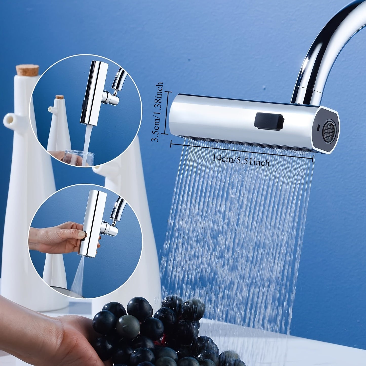 Upgrade your bathroom and kitchen sink with our Universal Multi-Function Faucet Adapter. This versatile design features a Three-Speed Switching Waterfall Water Flow, Rotatable Spray Head, and Splash-Proof capabilities. Durable replacement parts ensure