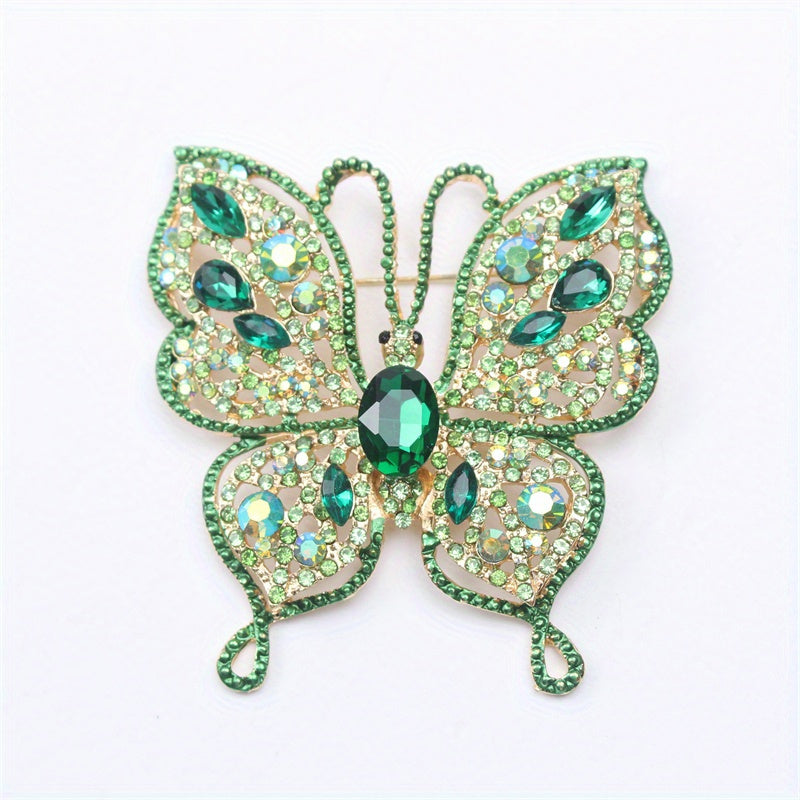 Zarif Luks Kelebek Brosh Pin - Emal va Rhinestone Insect-Shaped Yangilik Aksessuar ayollar uchun, Haqiqiy Imitatsiya Rhinestone'lar, O'ziga xos Noan'anaviy Shakl, Ofis Badjlari va Kostyum Pinlari uchun Ideal.