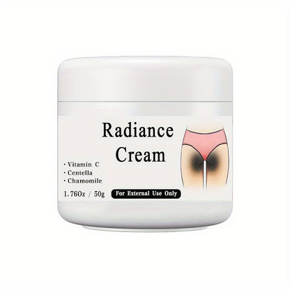 50g Radiance Cream with Vitamin C for private parts, underarms, and joints to improve melanin appearance and illuminate inner butt and thigh skin. 1.76oz.