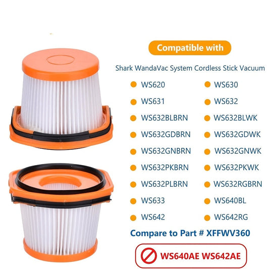 Enhance the performance of your Shark Wandvac with this 4-Pack Replacement Vacuum Filter. Compatible with WS620, WS630, and WS632 models, made of durable plastic material. Includes a crevice attachment for added convenience.