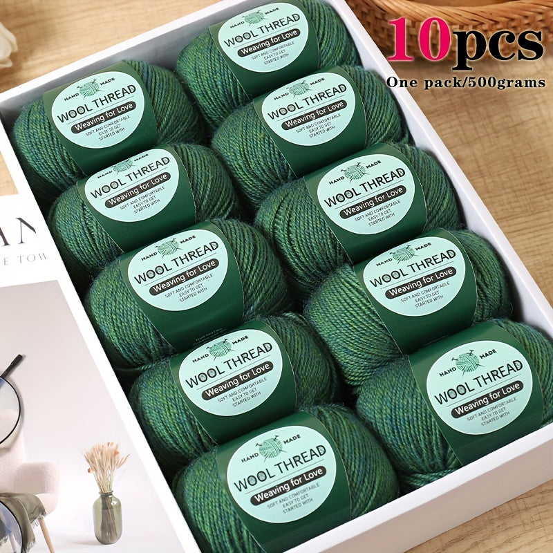 10 pieces of Australian yarn, each pack weighing approximately 500g with 10 balls. It has a moderate thickness, is easy to knit, soft, and warm. Ideal for crocheting sweaters, coats, vests