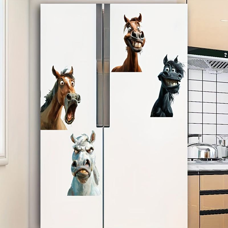 Funny animal expression window sticker for glass, car, mirror, bathroom, and home wall decoration. Made of PVC material with art deco style, self-adhesive and waterproof. Can be easily removed and is moisture-resistant.