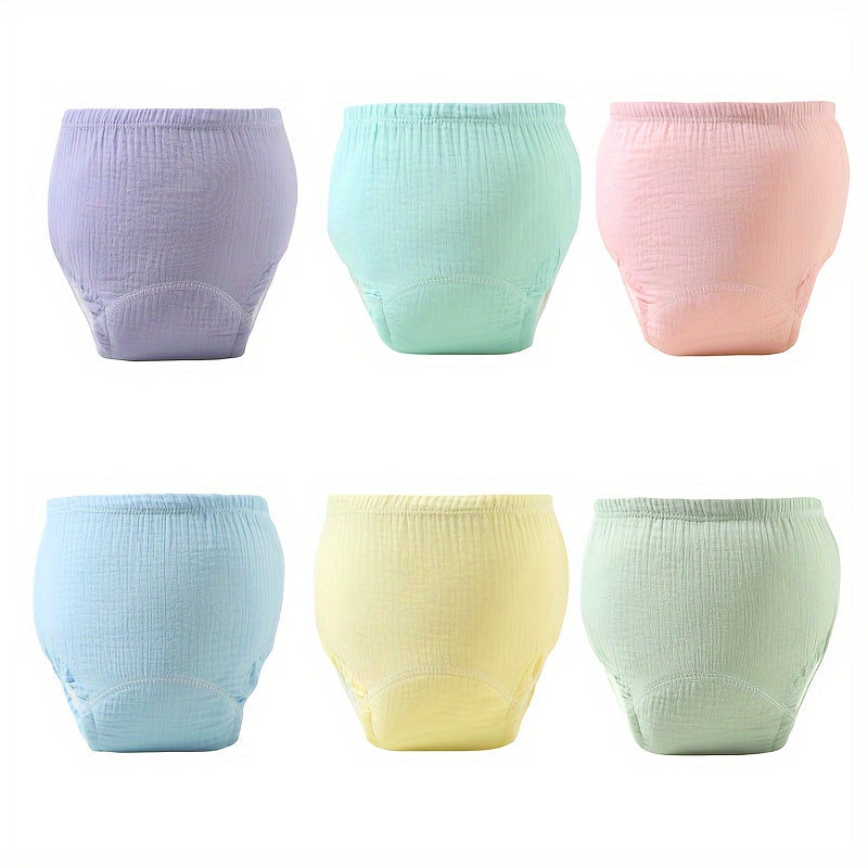 Unisex Toddler Training Pants - 6 Pack, Pure Cotton Potty Learning Underwear for 0-3 Years, Waterproof Liner, Soft & Breathable Cloth Diapers - Essential Infant Potty Training Gear