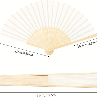 Set of 24 Wedding Fans made of Handheld Paper Folding Fans with Bamboo Handles - Perfect for Wedding Gifts, Parties, Home Decor, and Souvenir Gifts