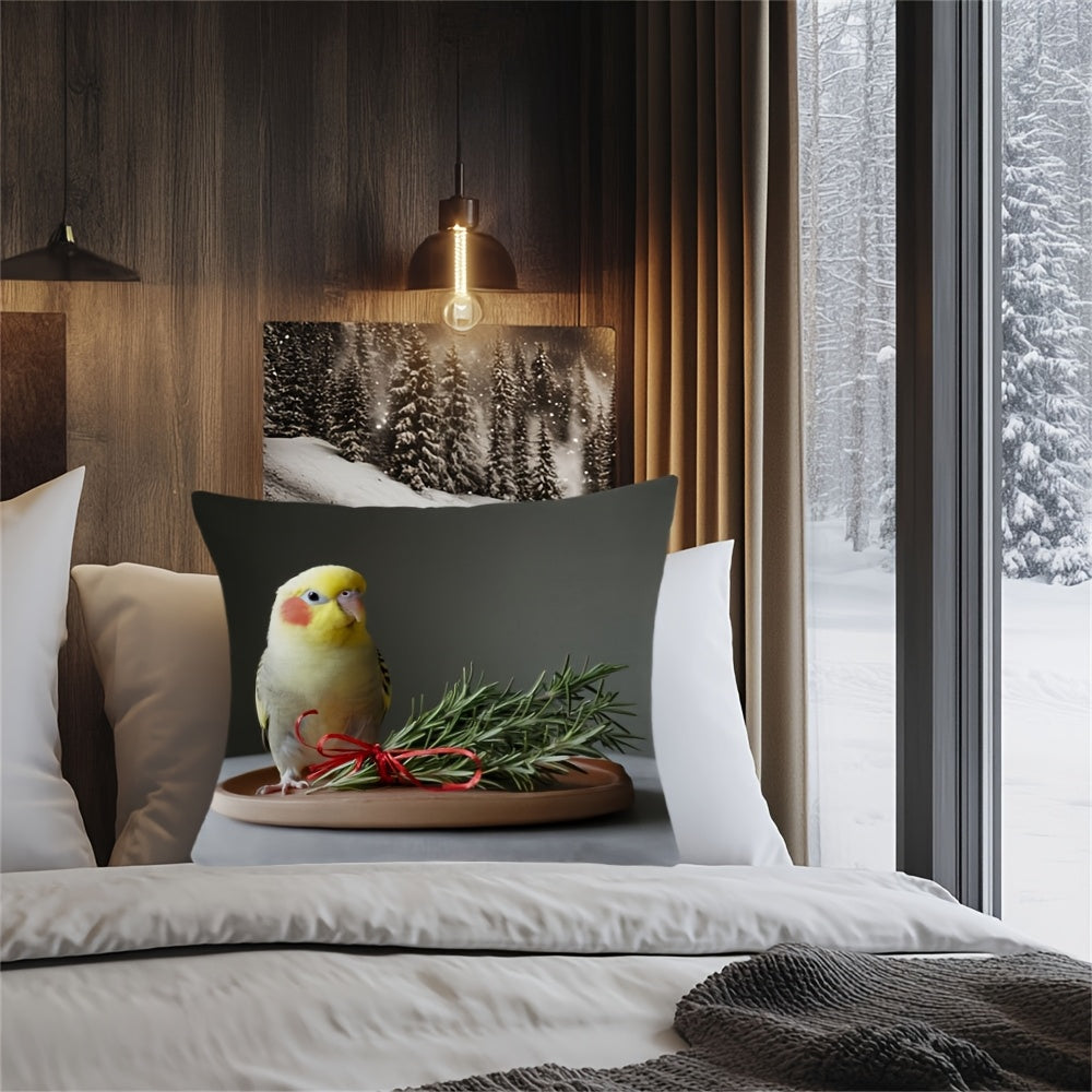 Throw Pillow Cover with Cockatiel Design - Made for Seasonal Decor with Durable and Double-Sided Features | Ideal for Living Room, Bedroom, or Office Sofa | Easy to Clean with Machine Washable Polyester Fabric (Insert Not Included)