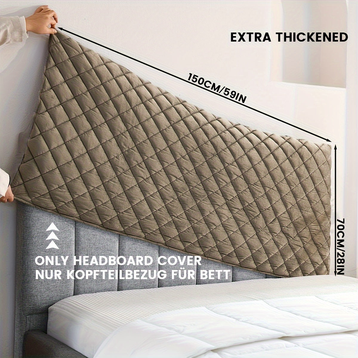 TEXSTEAD Thickened Headboard Cover - Machine Washable, Polyester Fiber Fill - For Bedroom & Living Room Decor