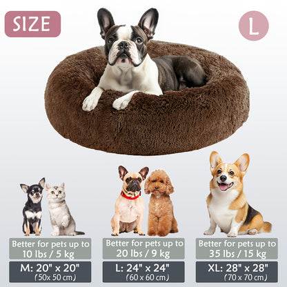 Cozy round pet bed for dogs, ideal for autumn and winter indoor sleeping.