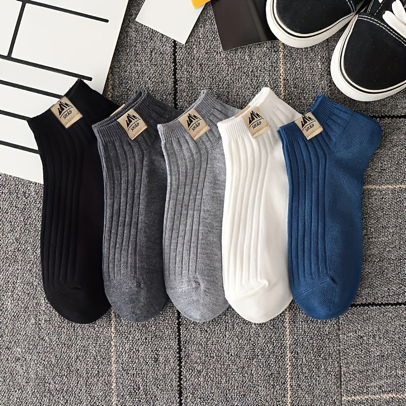 Pack of 10/20/30 Solid Black and White Pattern Men's Anklet Crew Socks, Breathable and Comfortable for Spring and Summer.