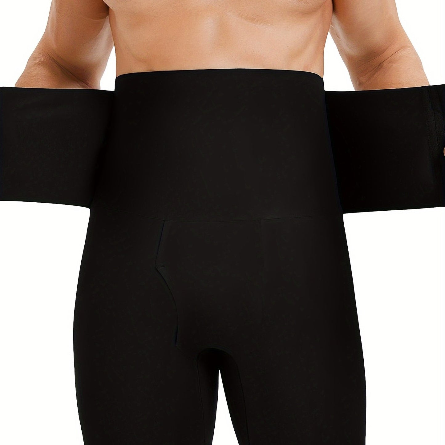 High-waisted compression shorts for men's shapewear provide a slim fit.