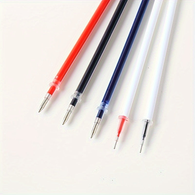 100pcs Gel Pen Refills in Red, Blue, and Black Ink, 0.5mm, ideal for office and school writing supplies.