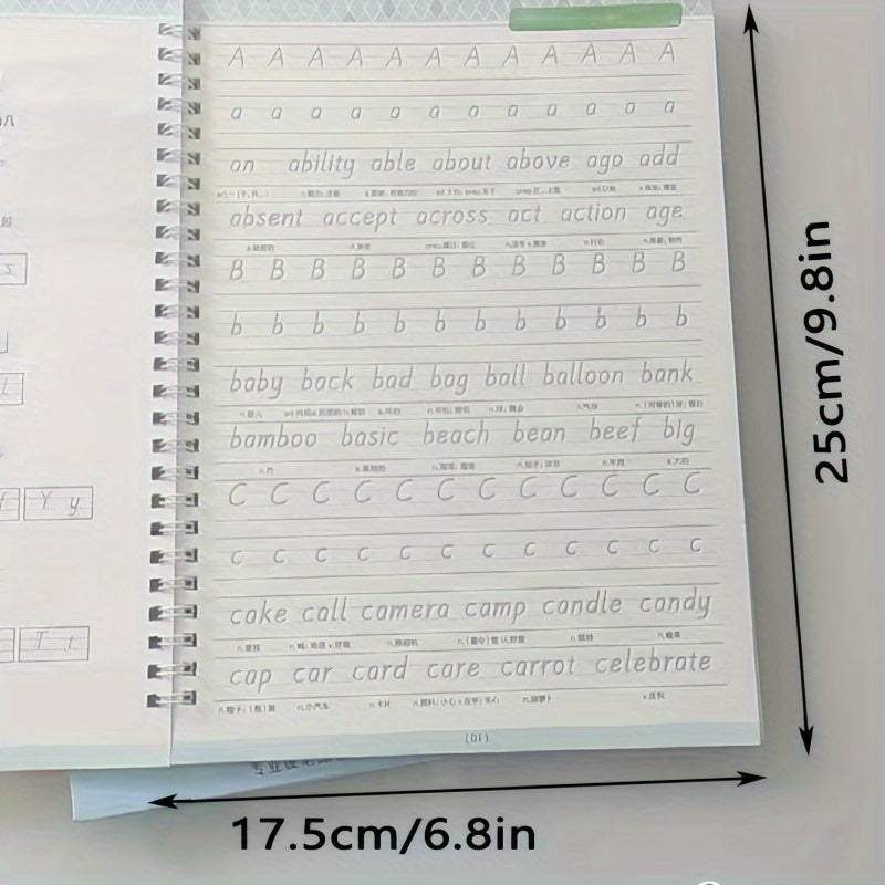 English Handwriting Practice Set with Writing Tools and Reusable Calligraphy Alphabet Book.