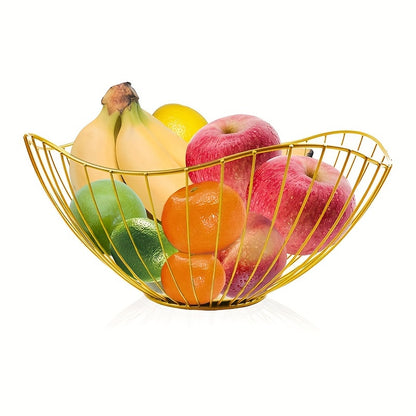 Golden Iron Fruit Basket for Living Room, Nordic Style, multi-functional for storage and organization.