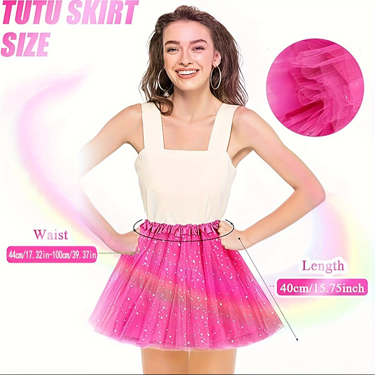 D EXCEED 80s Neon Running Tutu Skirt with 3 Layers for Women, Perfect for Parties and Halloween Runs, Made of Polyester